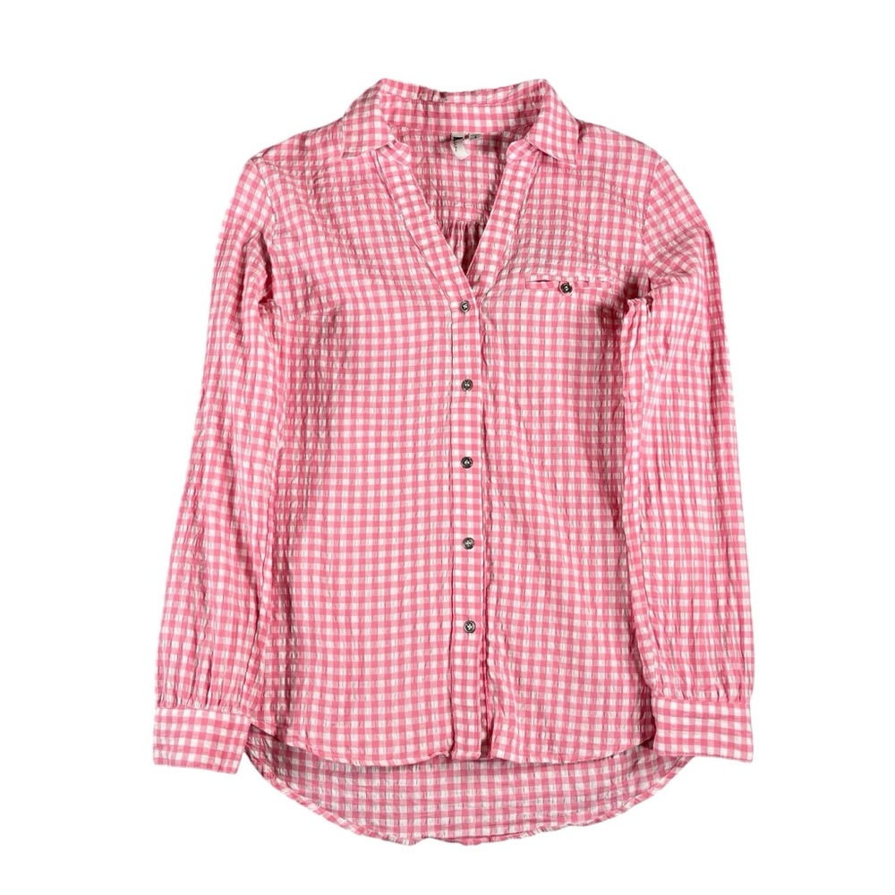 Kut from the Kloth Women's Pink/White Gingham Button Down Size Small